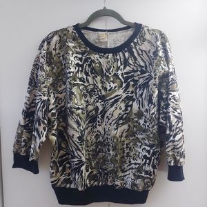 Vintage 90s Animal Print Sweater with Glitter Details